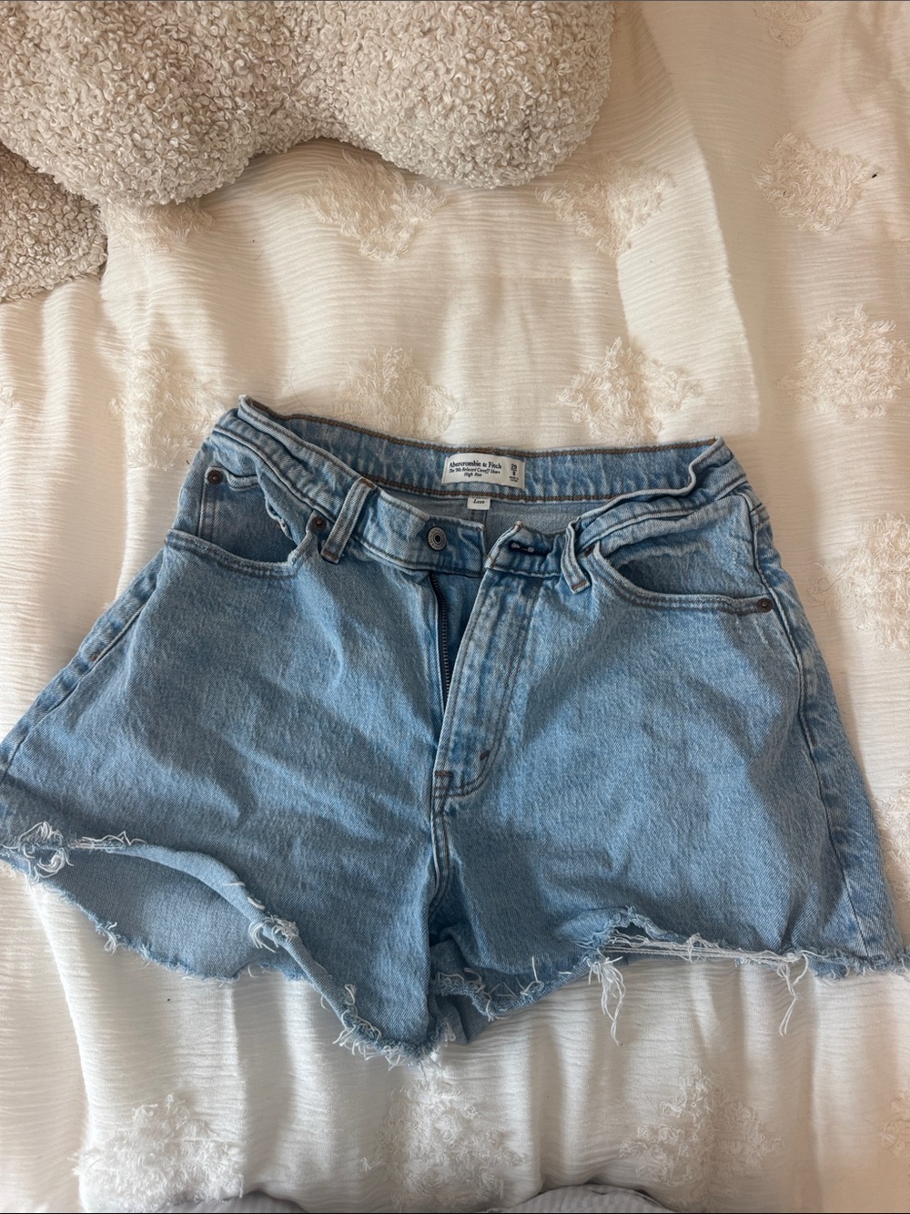Abercrombie & Fitch Light Blue Distressed Denim Cutoff Shorts